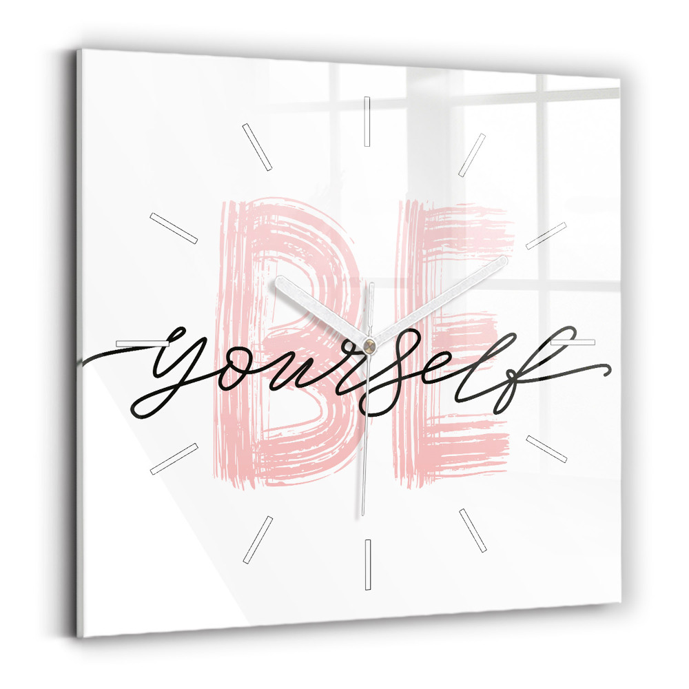 Zegar ścienny kwadratowy Napis Be yourself