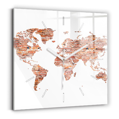 Zegar ścienny kwadratowy Stara mapa z cegły