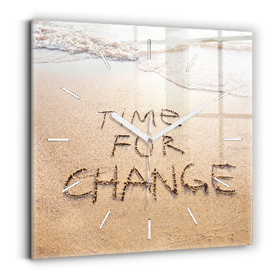 Zegar ścienny kwadratowy Cytat na plaży