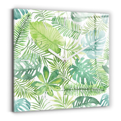 Zegar ścienny kwadratowy Zielone liście