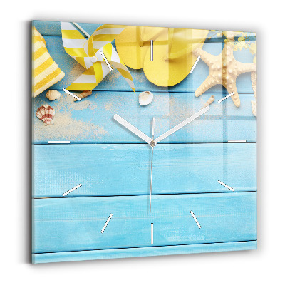 Zegar ścienny kwadratowy Akcesoria plażowe i deski