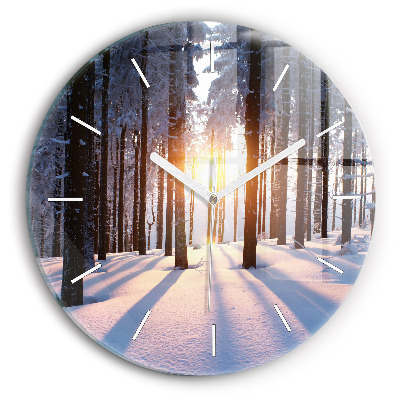 Zegar okrągły Zachód słońca Las