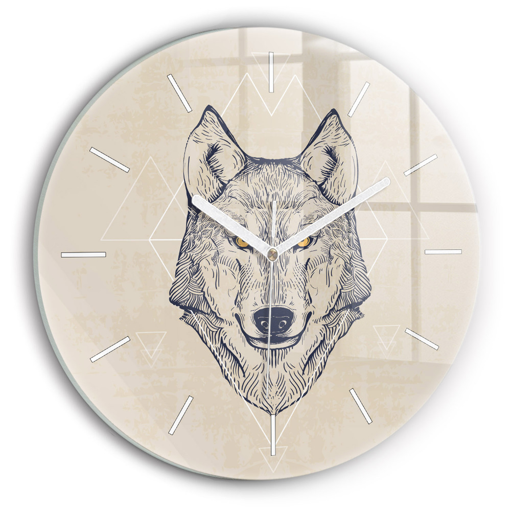 Dekoracyjny zegar ścienny Głowa wilka