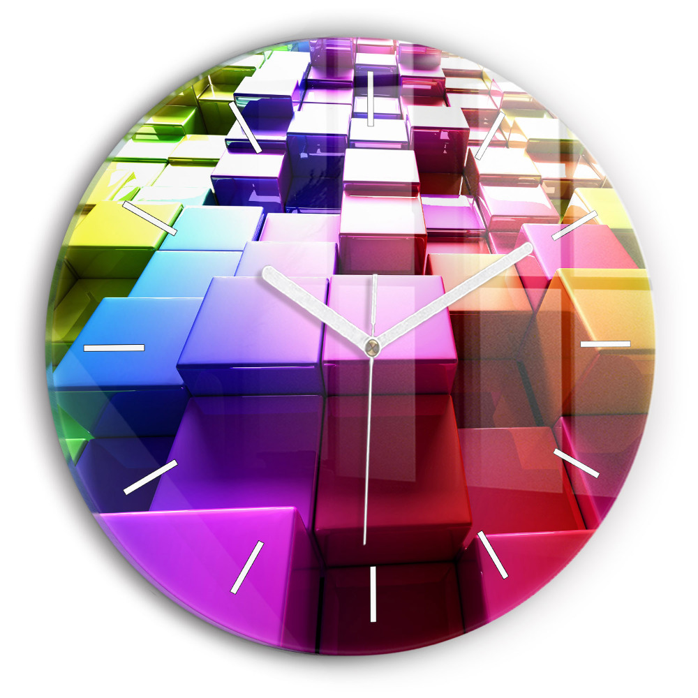 Zegar okrągły Kolorowe kostki