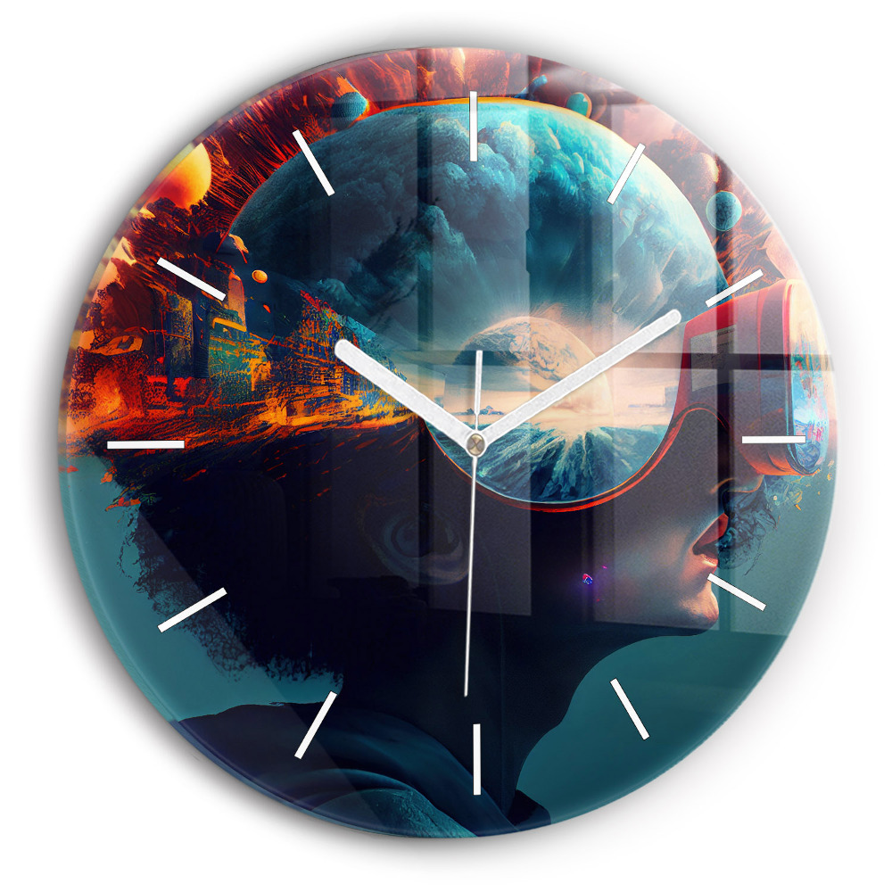 Dekoracyjny zegar ścienny Futurystyczny świat