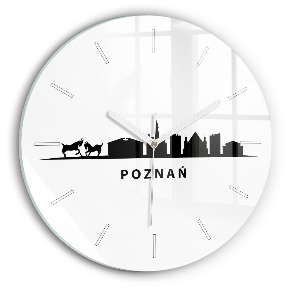 Dekoracyjny zegar ścienny Poznań panorama grafika