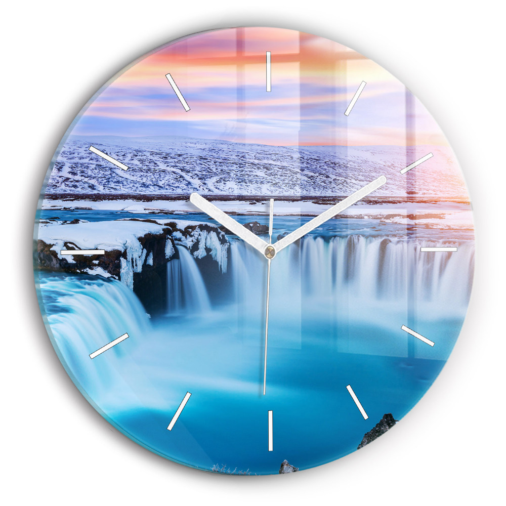 Zegar okrągły Wodospad Godafoss Islandia