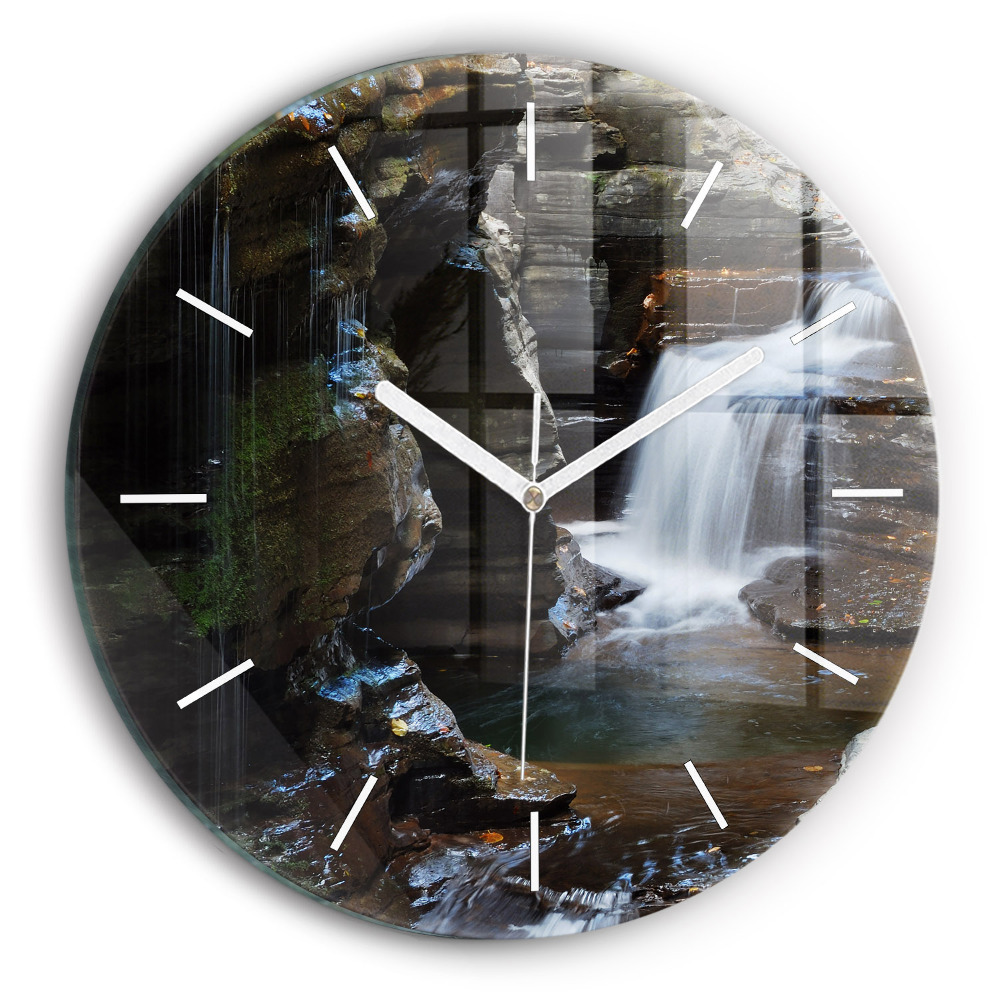Zegar okrągły Wodospad i skały Islandii
