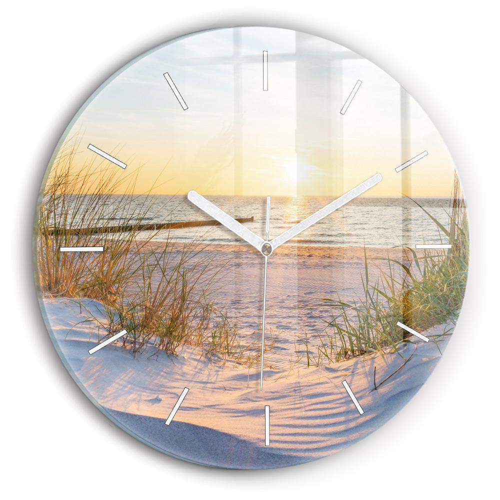 Zegar okrągły Zachód słońca nad morzem