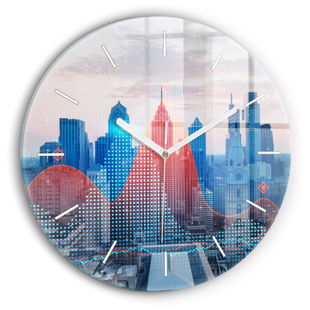 Dekoracyjny zegar ścienny Wieżowce w Philadelphii