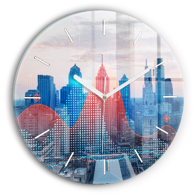 Dekoracyjny zegar ścienny Wieżowce w Philadelphii