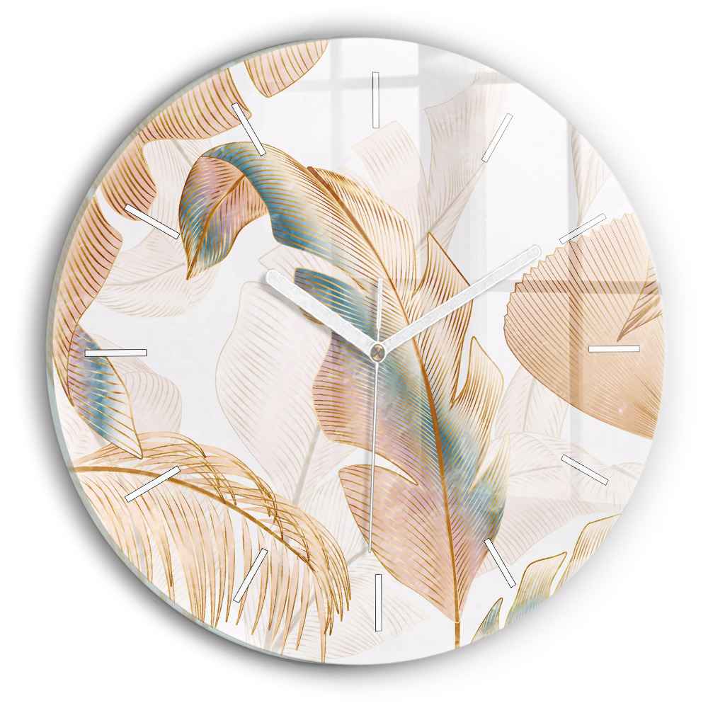 Dekoracyjny zegar ścienny Wzór liści natura