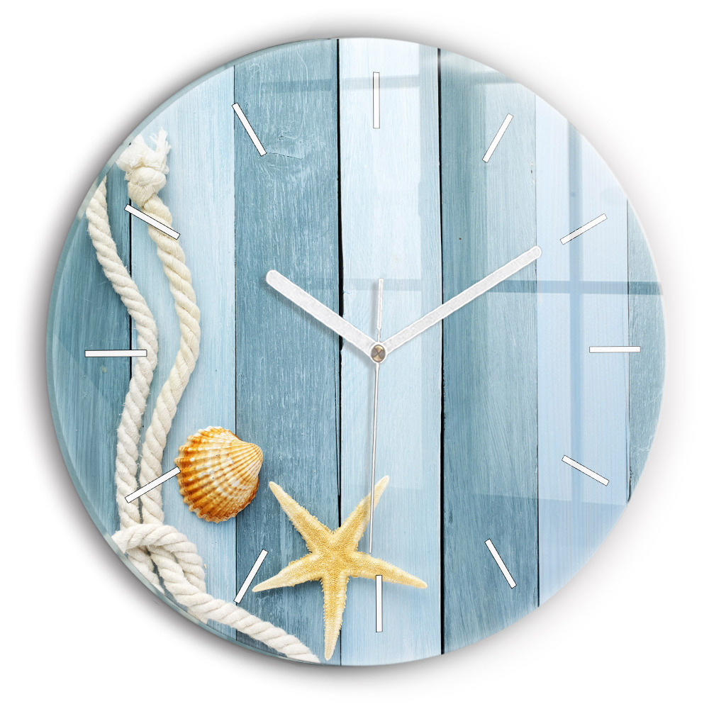 Zegar ścienny Deski pasy i muszelka