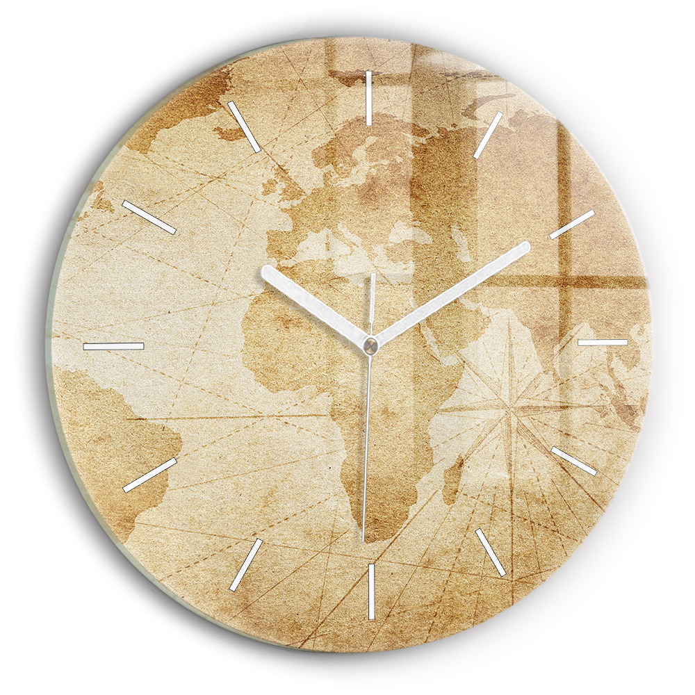 Zegar ścienny Mapa świata vintage