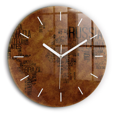 Zegar okrągły Mapa i nazwy krajów